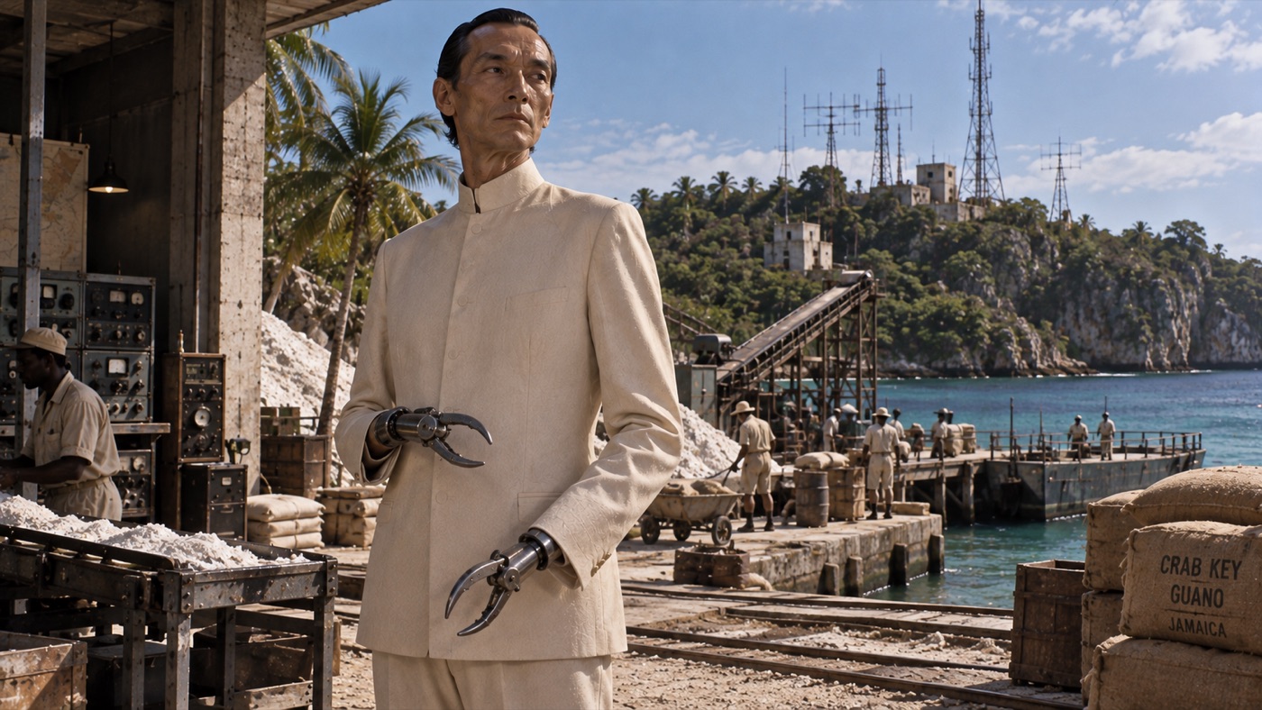 AI-generated illustration of Dr Julius No as described in Ian Fleming's novels